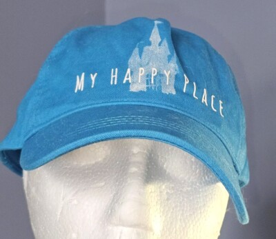 Disney Parks Exclusive  My Happy Place Hat Womens Blue Adjustable Cap  z4-image