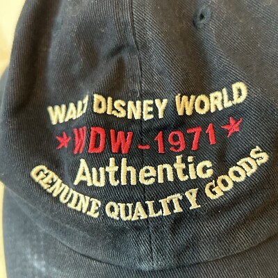 Walt Disney World WDW 1971 Strapback Baseball Cap Hat Navy Blue Embroidered-image