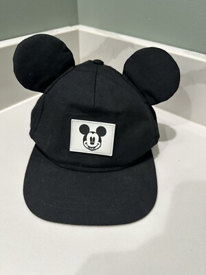 Mickey Mouse Ears Black Baseball Cap Hat Disney Junior White Square-image