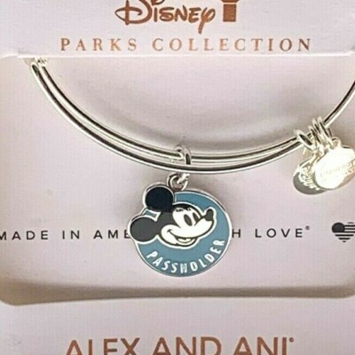 Disney Parks Alex and Ani Mickey Mouse WDW Passholder Silver Bangle Bracelet -image