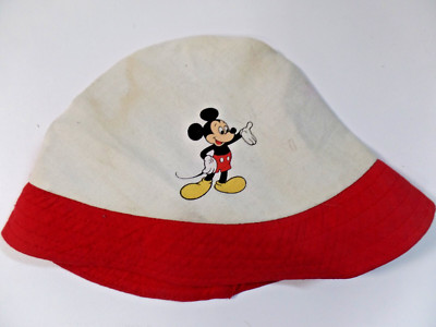 Vintage Walt Disney World Bucket Hat Red & Cream Mickey Mouse-image