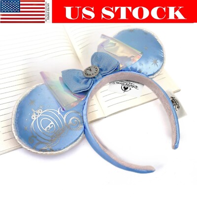 Disney Parks Cinderella Carriage Midnight Clock Minnie Ears Headband US SHIP-image