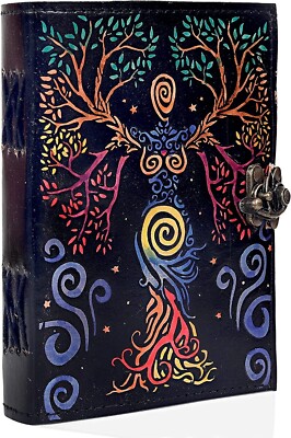 Handmade mother of earth deckle edge paper leather journal writing notebook-image