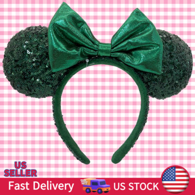 Headband Ear Emerald Green Sequins Minnie Mouse Disneyland Disney. Parks lovely-image