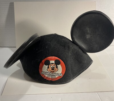 Vintage Mickey Mouse Club Logo Felt Hat w/ Plastic Ears Walt Disney Production-image