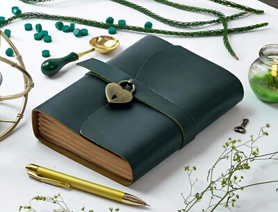 Vintage Genuine Leather Journal Deckle Edge Paper Handmade Leather bound Journal-image