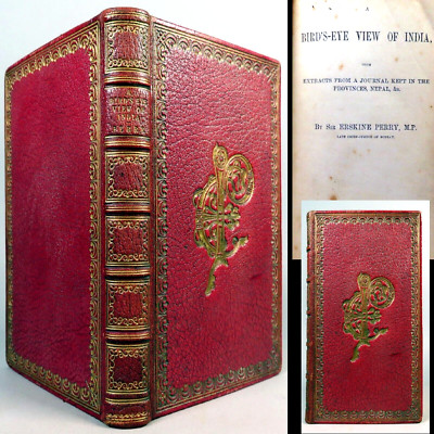 1855 INDIA BIRD'S EYE VIEW SIGNED THOMAS ERSKINE PERRY 1ST EDITION ASIA RELIGION-image