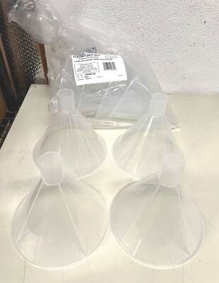 LOT OF 8 VWR BEL-ART 146600150 PLASTIC FUNNELS 150MM POLYPROPYLENE STANDARD STEM-image