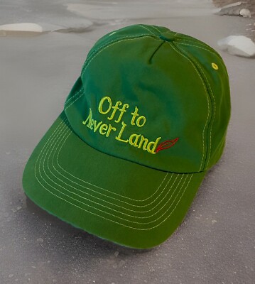 Disney Parks Peter Pan 'OFF TO NEVER LAND' Baseball Cap Hat Green Neverland-image
