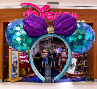 Disney'Parks Little Mermaid Ariel Purple Mickey Mouse Minnie Ears Headband USA-image