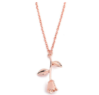 ROSE GOLD PL BEAUTY & THE BEAST NECKLACE WALT DISNEY WORLD LAND JEWELRY BELLE -image