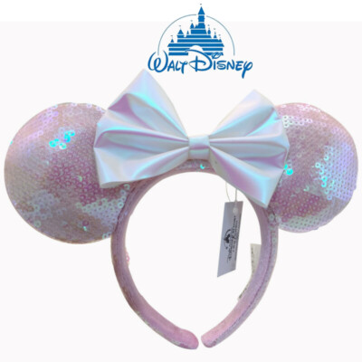 DisneyParks Anniversary Minnie Mouse Bow Headband Ears Pink Sequins Ears 2025-image