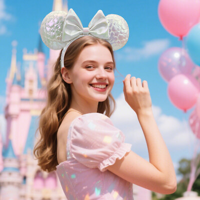 Disney*Parks Loungefly Mickey Mouse Icon Quilted Iridescent Minnie Ears Headband-image