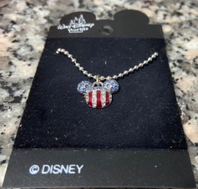 MICKEY MOUSE RED WHITE AND BLUE NECKLACE WALT DISNEY WORLD NOS-image
