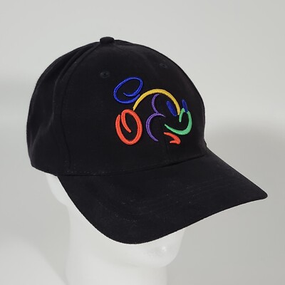 Mickey Mouse Walt Disney World Cap Embroidered Black Rainbow Strapback Hat-image
