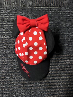 Disney Parks WDW Minnie Polka Dot  Adjustable Youth Ball Cap W/ Ears & Bow-image