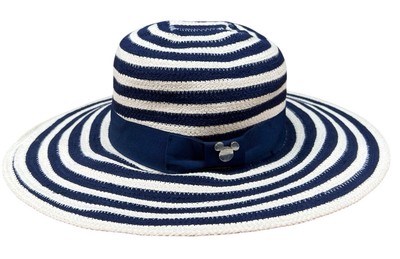 DISNEY PARKS Mickey Mouse Floppy Wide Brim Beach Blue Striped Sun Hat -image