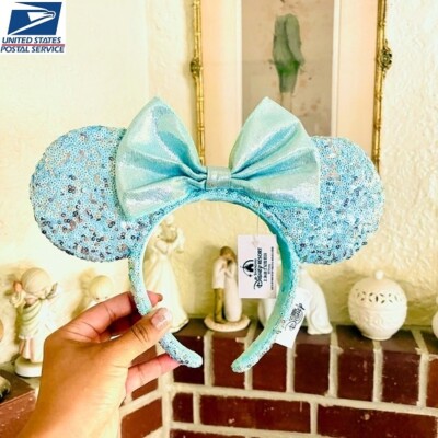 Minnie Ears Disney Parks Frozen Arendelle Aqua Resort Sequin Blue Headband-image