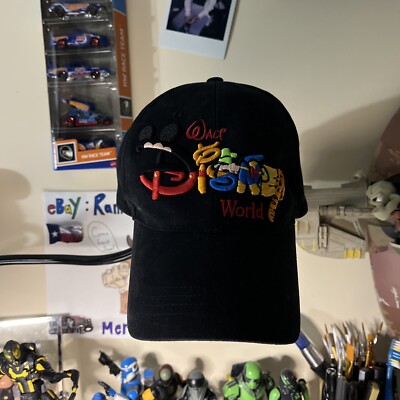 Walt Disney World Character Lettering Embroidered Black Baseball Hat SnapBack-image