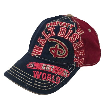 Walt Disney World Hat Theme Park Souvenir Baseball Cap Authentic Blue Red Stitch-image