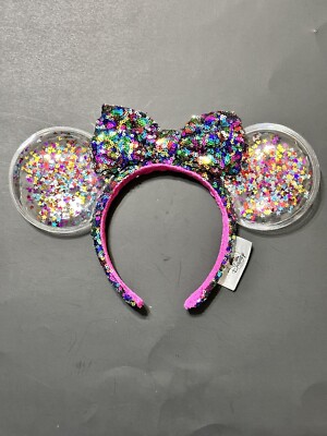 Disney Park Sparkle Minnie Mickey Ears Rainbow Star Confetti Sequin Headband-image