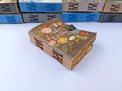 Birthday Leather bound Journal Antique Handmade Paper Notebook Diary Sketchbook-image