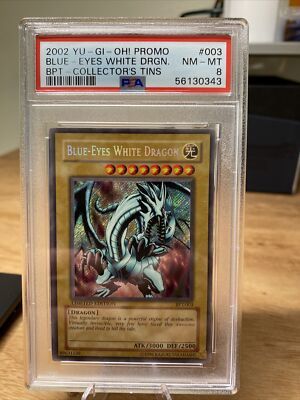 2002 YuGiOh! Promo PSA 8 Reverse Holo Blue Eyes White Dragon BPT-003 Limited Ed-image