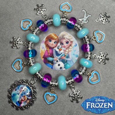 ELSA ANNA Frozen Handmade Silver Elastic Spring Charm Bracelet Personal Gift✨NEW-image