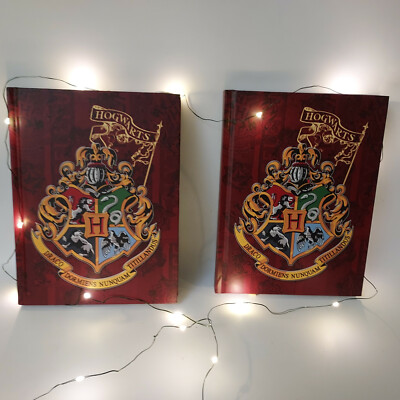 Hogwarts Hard Cover Journal Lot of 2 Harry Potter with Golden Snitch Logo-image