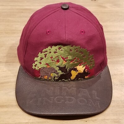 Animal Kingdom Hat Cap Strap Back Red Walt Disney World Tree Dragon Elephant-image