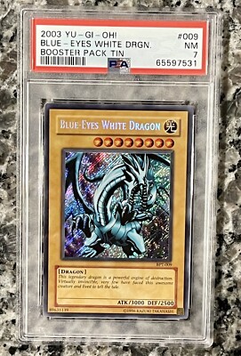 Yu-Gi-Oh! 2003 Blue-Eyes White Dragon Booster Tin - PSA 7 NM - BPT-009-image
