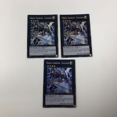 (3) YuGiOh! HEROIC CHAMPION - EXCALIBUR: CT09-EN002 SECRET RARE Limited LP-image