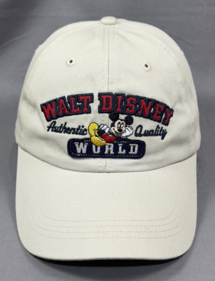 Walt Disney Mickey Mouse Strap Back Hat Cap Beige Theme Park Souvenir Logo Mens-image