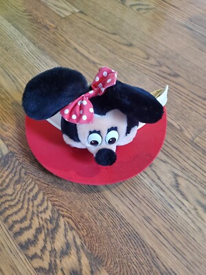 Vtg WALT DISNEY WORLD Hat Size OSFA Minnie Mouse Character White Sun Visor Hat-image