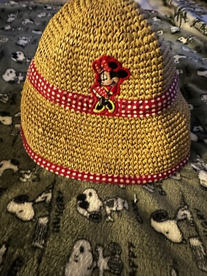 WALT DISNEY WORLD MINNIE MOUSE STRAW SUN GARDEN HAT FLOPPY HAT-image