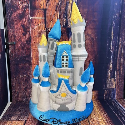 VTG Walt Disney World Princess Cinderella Castle Plush Hat Adults Lights Up READ-image