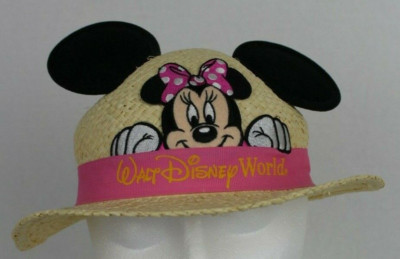 MINNIE MOUSE Straw Sun Hat Child Size w Mouse Ears Easter Wear Walt Disney World-image