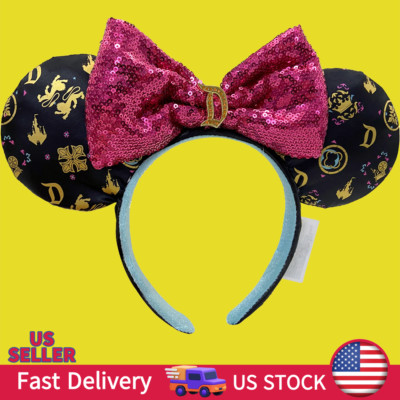 US Disney. Parks Sleeping Beauty Pink  Sequined Bow Ears Headband  Minnie Mouse-image