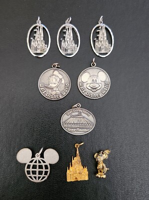 Vintage Walt Disney World Sterling Silver Charms/Pendants Bundle Lot 9pc-image