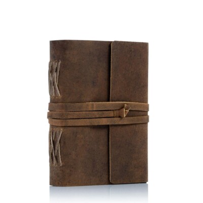 Vintage leather handmade dairy with cotton paper-image