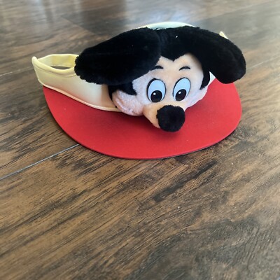 Vintage Mickey Mouse Walt Disney World Visor 1960s Red Yellow Hat RARE New DS-image