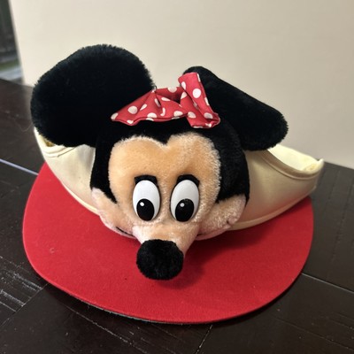 Disneyland Walt Disney World Vintage Minnie Mouse Plush Head Adult Visor Hat -image