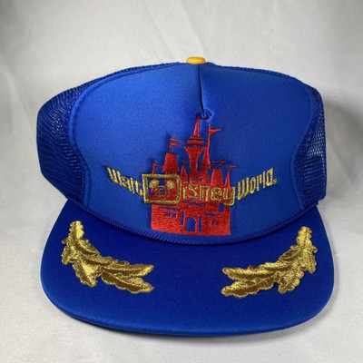 Walt Disney World Vintage Adult 80's Mesh Snapback Trucker Hat Cap Gold Leaf NOS-image