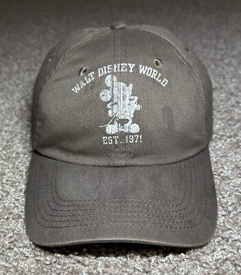 Walt Disney World Men’s Ball Cap Mickey Mouse EST 1971 Brown Strap Back OSFA-image