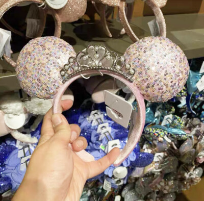 Disney Parks Tiara Crown Minnie Mouse Ears Sequin Headband Bow 2022-image