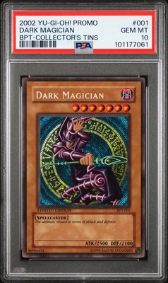 2002 YU-GI-OH! PROMO BPT-COLLECTOR'S TINS #001 DARK MAGICIAN PSA 10-image