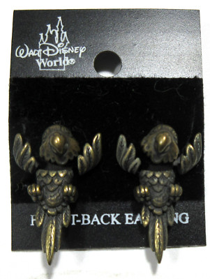 NEW WALT DISNEY WORLD BIRD textured Bronze Gold tone metal drop Earrings 1.125