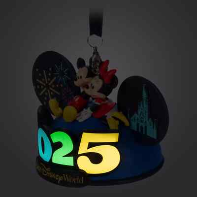 2025 Walt Disney World Parks Mickey Minnie Castle Light Up Ear Hat Ornament NEW-image