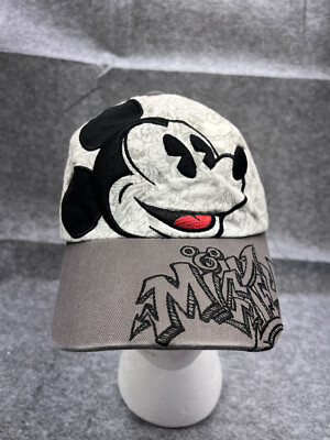 Walt Disney World Mickey Mouse Hat Cap Strap Back Adult White Cotton Graffiti-image