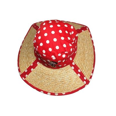 Walt Disney World polka dot Minnie Mouse red white sun hat straw vacation resort-image
